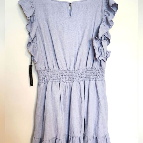 NICOLE MILLER WOMEN'S DRESS BLUE COLOR 55%LINEN, 35%VICKOSE SIZE XL - Picture 2 of 3